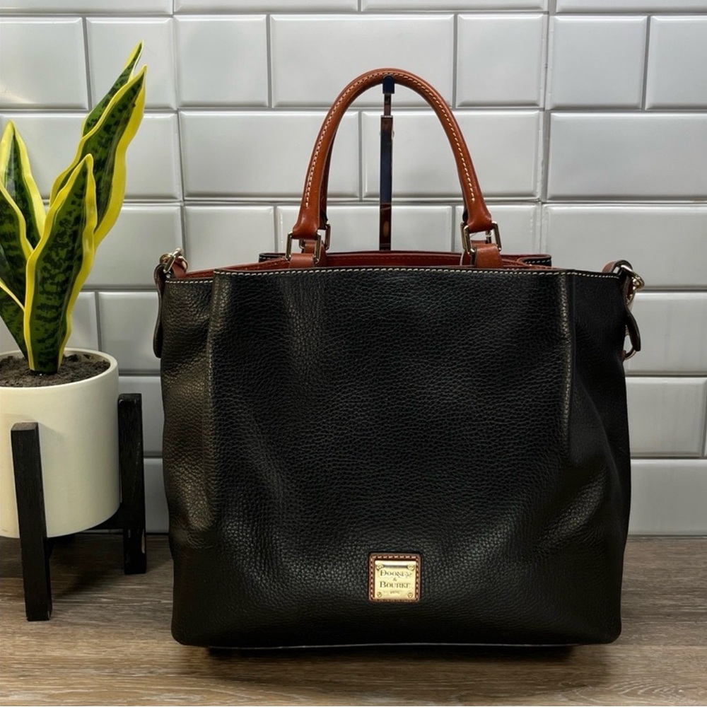 Dooney & Bourke Black Leather mini Barlow pebble grain tote bag